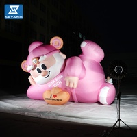 Modèle gonflable géant rose du Dieu de la Richesse, décoration publicitaire extérieure pour le Nouvel An chinois