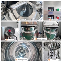 Mezclador Homogeneizador Dispersor de Alto Cizallamiento con Calentamiento al Vacío 100L para Cremas y Productos Químicos, Equipo de Mezcla para Motores de Alta Velocidad