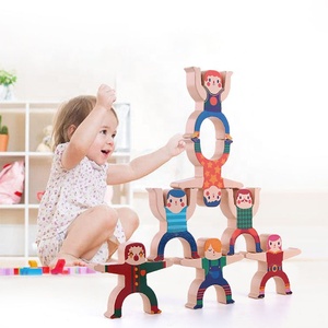 People shape non-toxic eco-friendly medium animal kids wooden tower stacking block for <span class=keywords><strong>play</strong></span> - Product Image 1