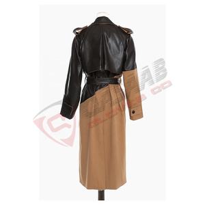 Cotton Windbreaker <b>Trenched</b> Slimmed-fit Street-Wear Breathable Genuine Leather Belted Longed Fashion Women Leather Coats - Product Image 6