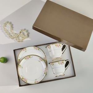 Juego de Té de Porcelana Fina Vintage de Lujo para el Regreso a Clases, Taza de Café con Borde Dorado y Caja de Regalo Portátil, Venta al Por Mayor de Fábrica - Product Image 3