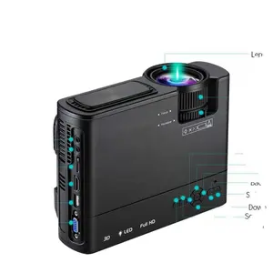 Proyector de cine en casa, compatible con vídeo 720P, Proyector Inalámbrico, sincronización inalámbrica, wifi, portátil, color negro