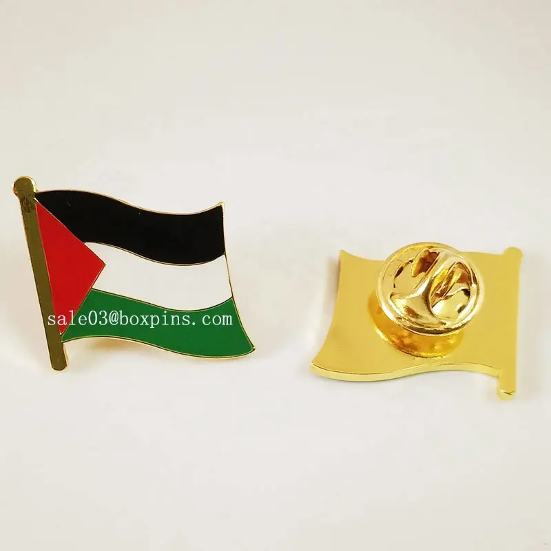 Stampo gratuito di alta qualità smalto morbido oro/argento palestina bandiera spilla smaltata