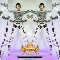 Costume de discothèque pour homme, nouveau, costume de spectacle spatiale avec ailes d'ange en argent, vêtement de robot, spectacle de technologie future, pour discothèque