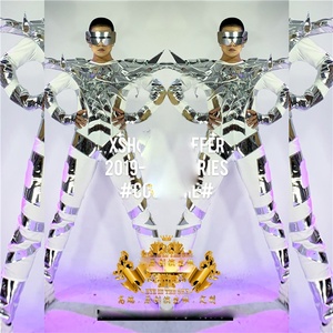 Costume de discothèque pour homme, nouveau, costume de spectacle spatiale avec ailes d'ange en argent, vêtement de <span class=keywords><strong>robot</strong></span>, spectacle de technologie future, pour discothèque - Product Image 2