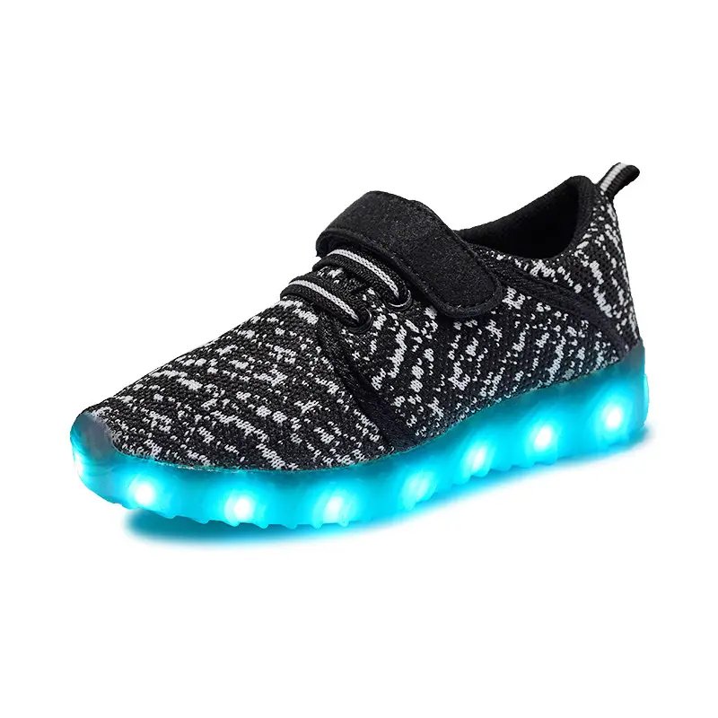 Aonis kızlar Led ışık Up Sneakers Fly örgü nefes üst yürüyüş ayakkabısı erkek işıkları üzerinde kayma paten ayakkabı parti noel hediyesi