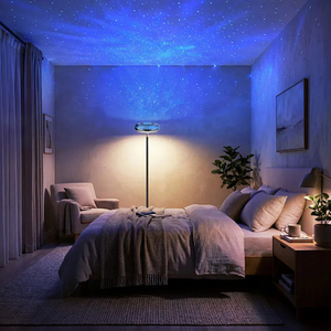Modern RGBIC LED Floor Lamp Projector Touch Control Multicolored Round Shade Warm White Ambient <b>Lighting</b> for Living Room - Product Image 5