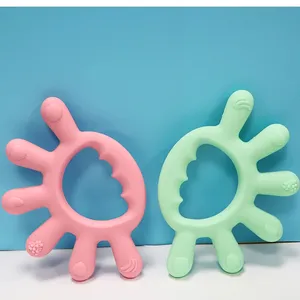 热卖彩色双酚a免费雕刻叶子婴儿出牙咀嚼玩具食品级新设计感官硅胶出牙玩具