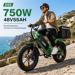 Bicicleta eléctrica de reparto D55 con neumáticos gruesos de 20 pulgadas, E-MTB de 750W, 48V55Ah, alcance de 240 km, bicicleta de carga OEM de fábrica, bicicleta eléctrica de montaña. - Product Image 1