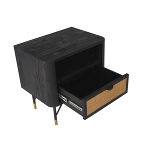 Saratoga Nightstand Black Acacia Rattan <b>Drawer</b> Storage Bedroom Furniture - Product Image 3
