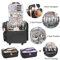 Grande Mallette de Maquillage Relavel pour Coiffeur et Styliste, Sac avec Pochette Détachable pour Outils de Coiffure, Chariot de Rangement Professionnel