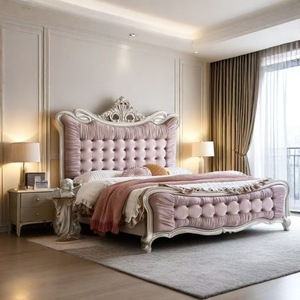 Modern Home Furniture Bedroom Set <b>Storage</b> Multi Functional <b>Double</b> King Size Wooden Pink Cute Canopy <b>Beds</b> - Product Image 4
