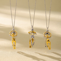 Collier détachable plaqué or 18 carats style romantique, pendentif étreinte d'amour, chaîne superposée, cadeau pour couple, bijoux unisexe tendance