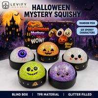 Boîte mystère de balles squishy Halloween en TPR anti-stress à presser, remplies de paillettes, pour apaiser et calmer les mains au quotidien
