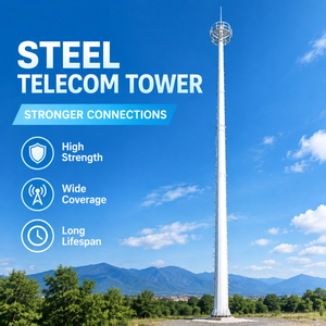 <span class=keywords><strong>Torre</strong></span> de Telecomunicaciones de Acero Galvanizado en Caliente, Monopolo de un Solo Poste para 5G 4G GSM, 20m 30m 40m OEM - Product Image 2
