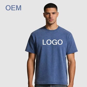 T-shirt en gros OEM avec logo sérigraphié, vintage délavé à l'acide, en coton 100% tricoté épais, coupe oversize à manches courtes pour - Product Image 3
