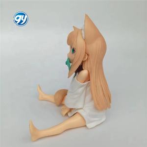 Statuetta in Polvere di <span class=keywords><strong>Kinako</strong></span>, Gattina in Posa Seduta che Mangia Pesce, Modello 2D, Ornamento da Collezione per Scrivania e Case del Computer - Product Image 4