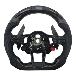 Volante Deportivo de Fibra de Carbono Forjada y Cuero Perforado con LED para Modelos Audi A3 A4 A4L A5 A7L A8 Q5 Q7 B9 A6 R8, Venta al Por Mayor - Product Image 1