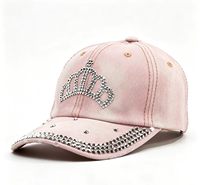 Topi Baseball Denim Motif Mahkota Berhias Rhinestone, Tersedia Berbagai Warna