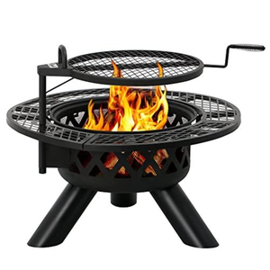 Grille de barbecue en métal pivotante 3-en-1 multifonctionnelle, portable et durable, pour foyer extérieur, bois de chauffage et barbecue au charbon de bois – Vente directe usine - Product Image 1
