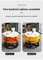 Table de cuisine ronde moderne MULIGNA, gain de place, en MDF avec pieds en métal, 4 chaises en cuir PU, ensemble table et chaises pour salle à manger, restaurant