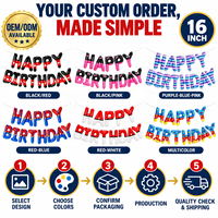 Lot de ballons en aluminium Joyeux Anniversaire de 16 pouces en gros, bannière de ballons Mylar personnalisée OEM/ODM pour décorations de fête d'anniversaire