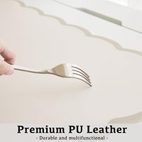 Tapis de bureau personnalisé en cuir PU festonné, grand format 31,5" x 15,7", design esthétique mignon pour la maison/le travail/la décoration