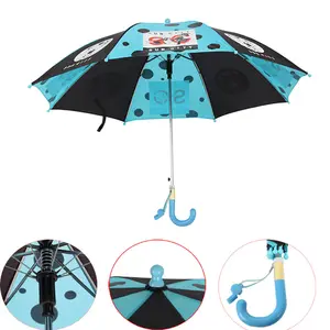 Paraguas de cúpula con dibujos animados para niños, paraguas ligero con silbato, Apertura automática, 19 pulgadas