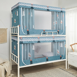 Sinh viên ký túc xá rèm cửa giường và màn chống muỗi một mảnh trên và dưới bunk đầy đủ che chống muỗi vành đai giá dây kéo - Product Image 3