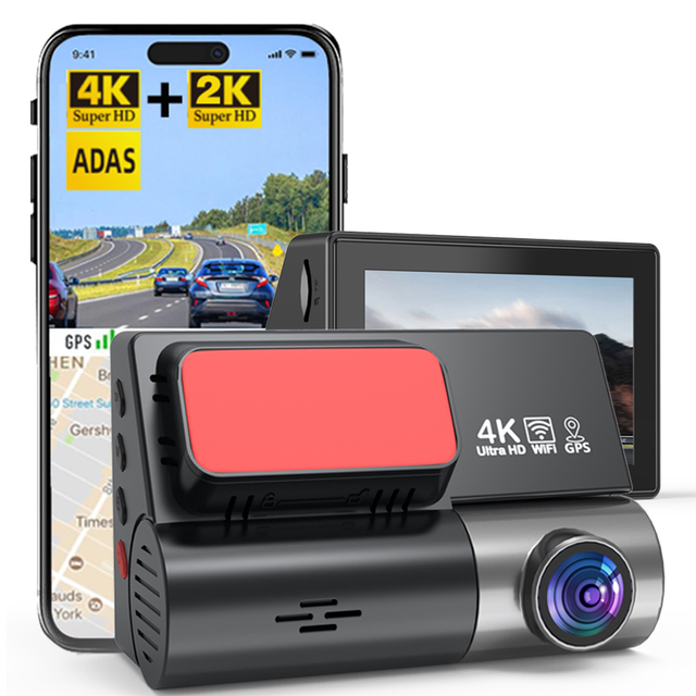AI Dash Cam 4K Factory Wholesale 4K ADAS 2 Channel WiFi GPS Dual Lens Sony 3 Inch S856 Video Recorder G-sensor Private Mode
