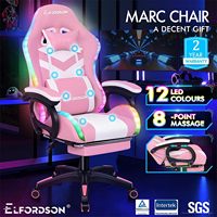 Silla de juegos Ecuador 400lbs azul Rgb Led Pc Gamer Silla de juegos con reposapiés altavoces y masaje Silla de videojuegos grande y alta