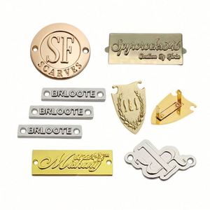 Étiquettes métalliques personnalisées de haute qualité, multicolores, avec logo artisanal, en alliage, faites à la main, pour vêtements et accessoires - Product Image 2