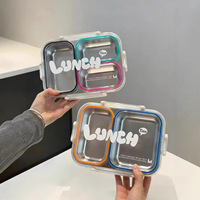 Boîte à lunch compartimentée en acier inoxydable 304, design attrayant, hermétique et anti-odeur, 501-800 ml, motif dessin animé, idéale pour les étudiants