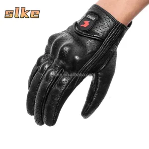 SLKE Leather Genuine Sheepskin Custom Touch Screen Protection Motocross Motorbike Biker Racing Riding Gloves Motorcycle Glove