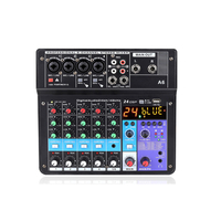 Console de mixage audio professionnelle 6 canaux avec carte son numérique intégrée, interfaces 6,35 mm/3,5 mm/XLR/USB/sans fil pour ordinateur