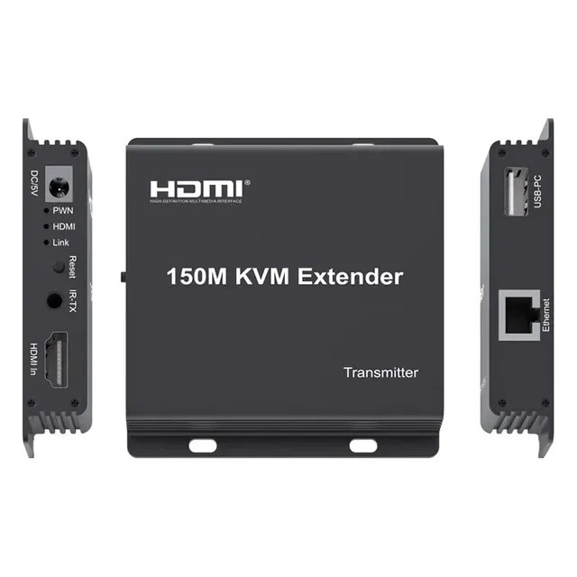 HDMI KVM Extender Over IP Rj45 Cat6 Cable 150M HDMI USB KVM Ethernet Extender Via Network Switch for PS4 Camera PC to TV Monitor