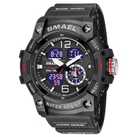 Jam Tangan Sport Pria SMAEL 8007 Analog Digital Tahan Air 5ATM Bercahaya Kronograf Stopwatch Alarm Stainless