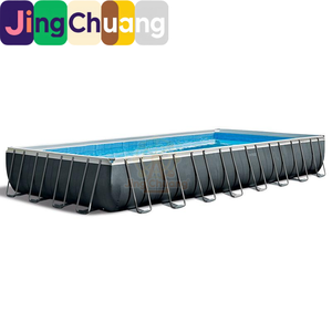 <span class=keywords><strong>Piscine</strong></span> familiale JingChuang26378 1066,66 cm, ensemble de <span class=keywords><strong>piscine</strong></span> rectangulaire à structure tubulaire gris foncé - Product Image 5