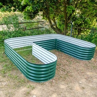 Huizhou vert géant 17 "de haut en forme de U Kit de lit de jardin surélevé ondulé modulaire en métal de grande taille