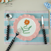 JOYYE Vaisselle en céramique Girly Vibe personnalisée, ensemble d'assiettes peintes à la main avec des fleurs tropicales, assiette à dîner en grès de 8.5 pouces