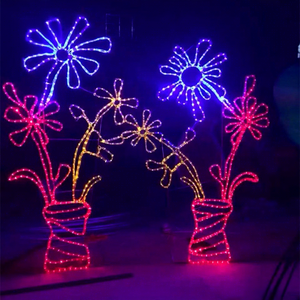 Decoración Luminosa LED 2D con Motivo Floral Navideño para Centros Comerciales y Proyectos de Iluminación Festiva - Product Image 1