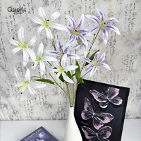 Realistische Künstliche Gloriosa-Lilien, Exotische Kunstblumen mit 5 Köpfen, 76cm Lebensechte Lilienstiele für Hochzeitsvasen QYYN-1383