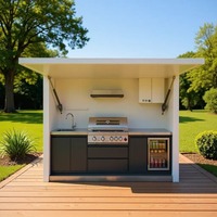 Cuisine extérieure mobile sur mesure, résistante aux UV et à l'eau, avec armoire de rangement pour barbecue, pour jardin et terrasse