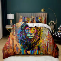 Drap de lit de luxe Simba Lion King 3D housse de couette taie d'oreiller draps ensemble de literie
