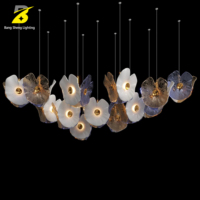 Lustre moderne de luxe en verre coloré, luminaire suspendu floral créatif personnalisé pour hall d'hôtel, décoration de salon