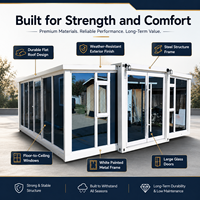 Casa Contenedor Modular Prefabricada Moderna Totalmente Blanca con Estructura de Acero - Casa Pequeña Expandible con Ventanas de Piso a Techo para Uso en Villas y Tiendas