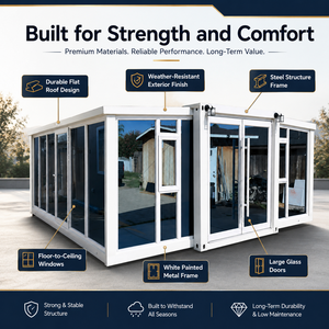 Casa Contenedor Modular Prefabricada Moderna Totalmente Blanca con Estructura de Acero - Casa Pequeña Expandible con Ventanas de Piso a Techo para Uso en Villas y Tiendas - Product Image 6