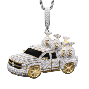Colgante de Camioneta con Bolsas de Dinero, Chapado en Oro de 18K, con Diamantes CZ AAAAA, Joyería Hip Hop de Alta Calidad, Regalo Religioso - Product Image 1