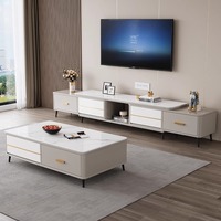 Meuble TV moderne de luxe en bois marbre extensible et ensemble de table basse support de chambre salon meubles flottants de qualité design