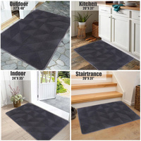 Tapis d'entrée lavable à profil bas, résistant à la saleté, gris, antidérapant, géométrique, pour intérieur